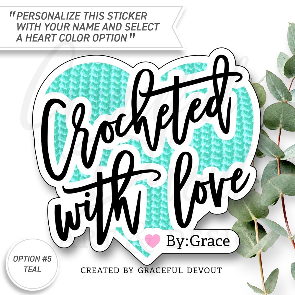 Crocheted With Love - 2" (inches)(48ct.) Stickers - Picture 6 of 8